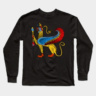 Egyptian Griffin colorful vintage retro design Long Sleeve T-Shirt